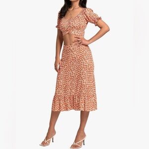 Floral Skirt and Top Set in Orange